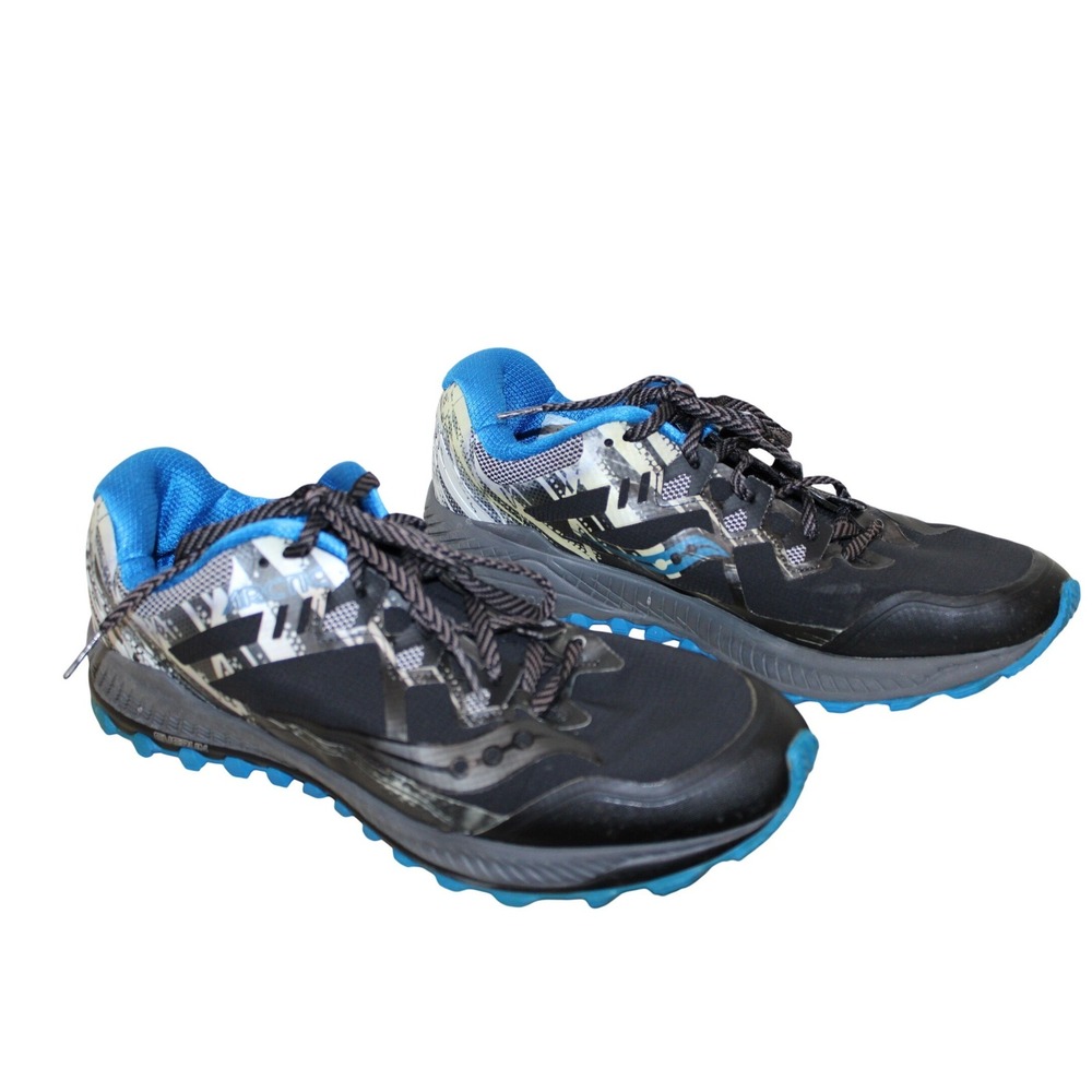 Saucony Peregrine 8 ICE+ Running Shoes Mens 11.5 Black Blue Excellent S20450-1 - Picture 2 of 7